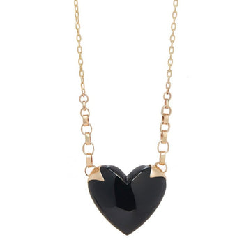 Shackled Heart Necklace - 14k Gold + Onyx