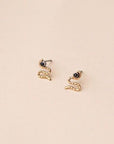 Serpent Studs - 14k Gold, Sterling Silver + Black Spinel