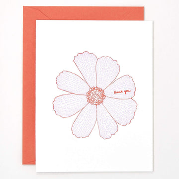 Thank You Flower Letterpress Card