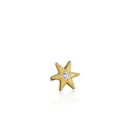 Tiny Six Point Star Studs - 18k Gold + Diamonds