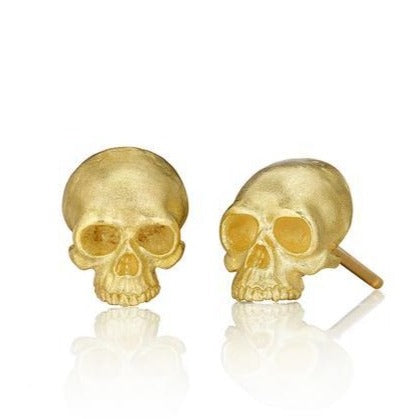Tiny Skull Studs - 18k Gold