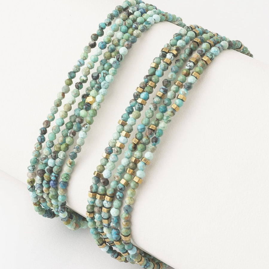 Confetti Turquoise Wrap Bracelet-Necklace - 18k Gold + Turquoise