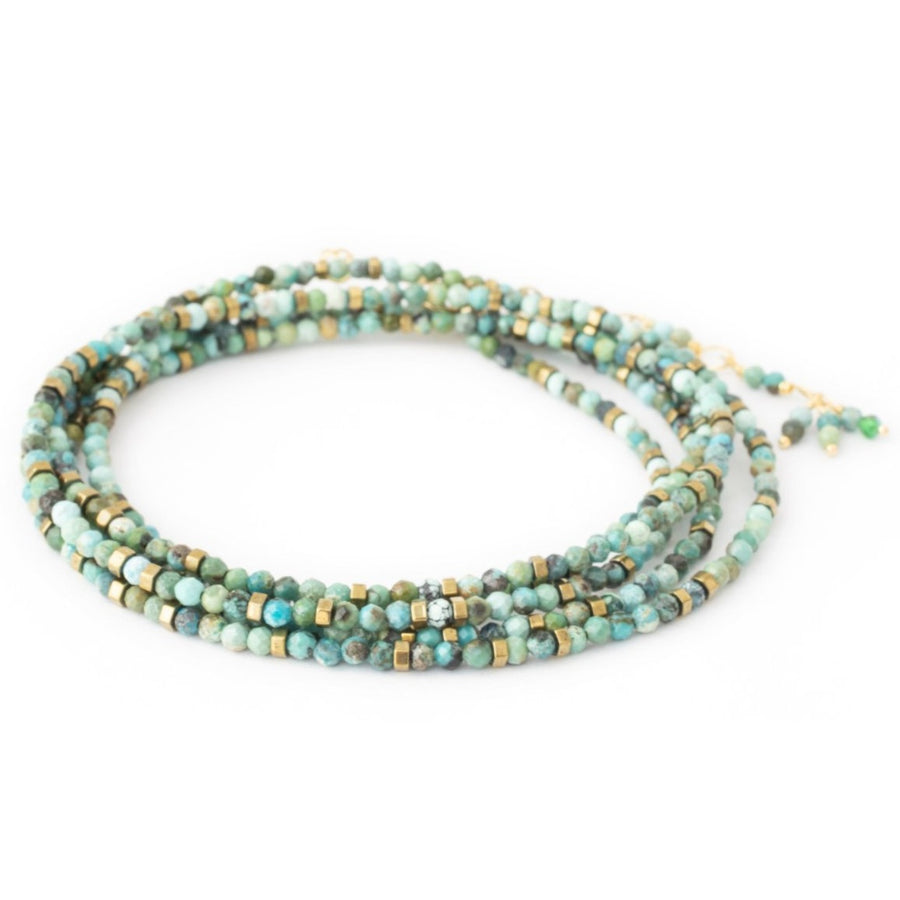 Confetti Turquoise Wrap Bracelet-Necklace - 18k Gold + Turquoise