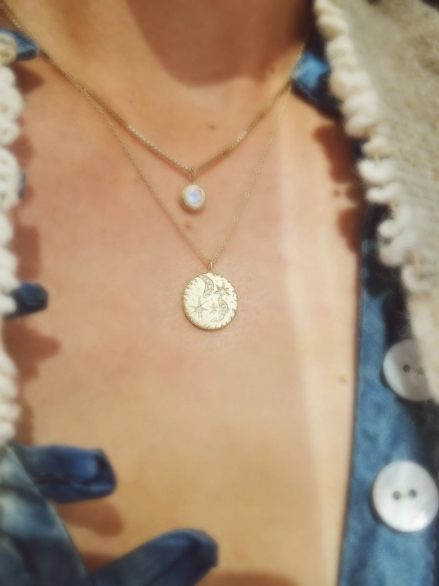 Universal Love Necklace - Diamonds + 14k Gold