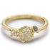 Yellow Diamond Solitaire RIng with Beaded Setting - 14k Gold, Yellow, White + Gray Diamonds - KMJ Ruth Tomlinson Jewelry - Bridal